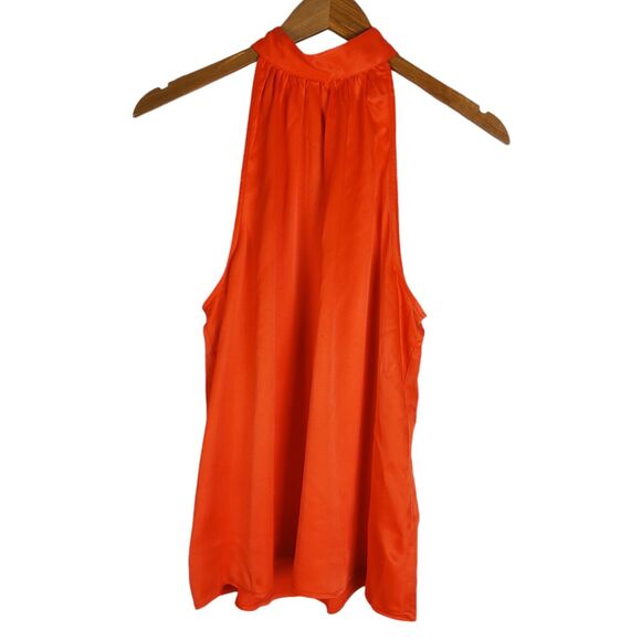 BODEN Satin Cutaway Top US 10 Orange Sleeveless Halterneck Tank - Picture 3 of 12
